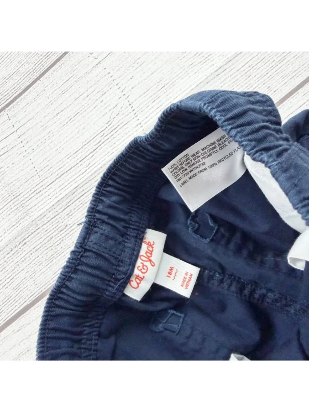 Cat & Jack Boys Navy Cotton Pull On Shorts Elastic Waist Pockets 12-18 Months